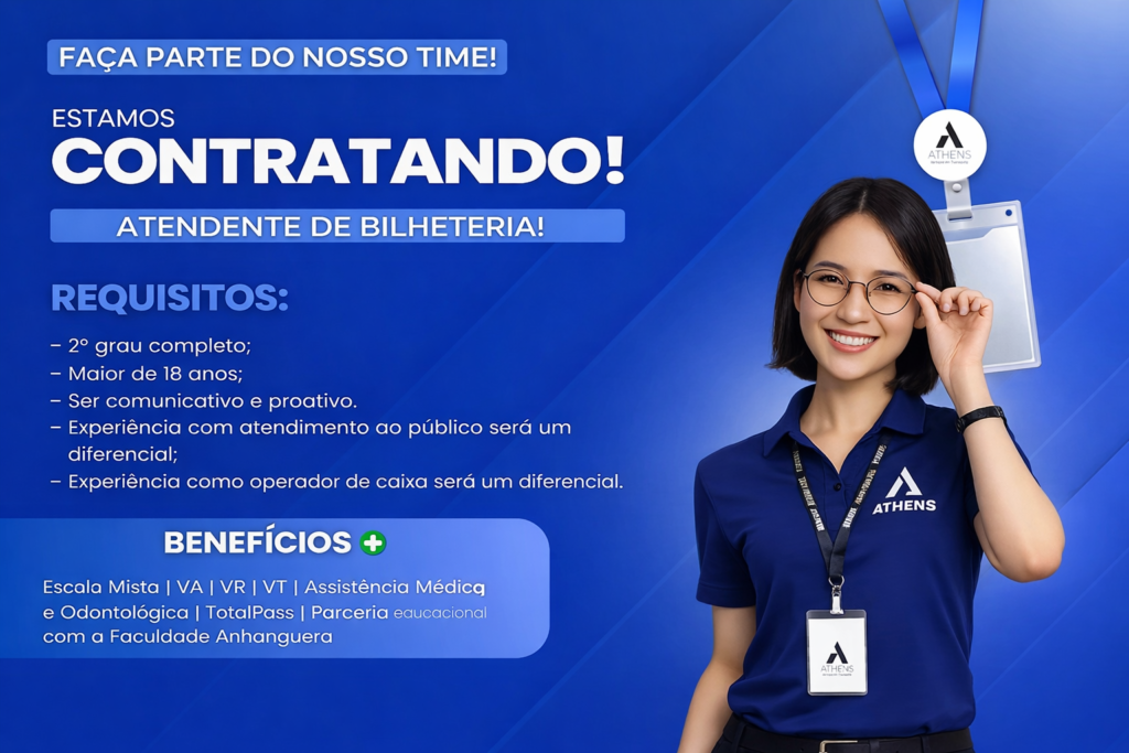 Atendente de Bilheteria SPTrans: vaga aberta em São Paulo com assistência médica, odontológica e parceria com faculdade